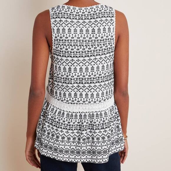 Anthropologie Ivory Cammie Embroidered Peplum Top - Picture 13 of 16
